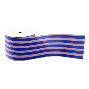 Kobalt Blue en roze strips Grosgrain Lint