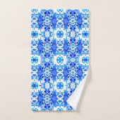 Kobalt Blue en White Batik Tegel Pattern Bad Handdoek (Handdoek)