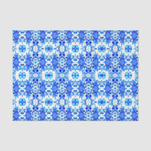 Kobalt Blue en White Batik Tegel Pattern Tissuepapier