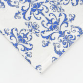 Kobalt Blue en White Floral Damask Style Pattern Fleece Deken (Hoek)