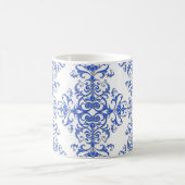 Kobalt Blue en White Floral Damask Style Pattern Koffiemok (Center)