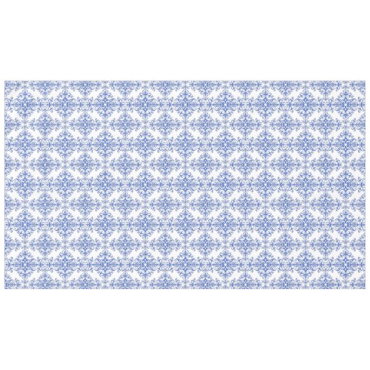 Kobalt Blue en White Floral Damask Style Pattern Tafelkleed (Voorkant (Horizontaal))