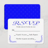 Kobalt Blue en White Floral Wedding RSVP Reactie (Voorkant / Achterkant)