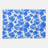 Kobalt Blue en White Sea Shells Theedoek (Horizontaal)