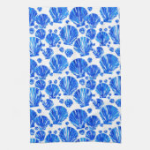 Kobalt Blue en White Sea Shells Theedoek (Verticaal)