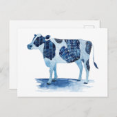 Kobalt Blue Farm Animals - Koe Briefkaart (Voorkant / Achterkant)