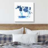 Kobalt Blue Farm Animals - Koe Canvas Afdruk (Insitu (Slaapkamer))
