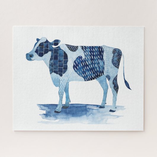 Kobalt Blue Farm Animals - Koe Legpuzzel (Horizontaal)