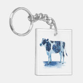 Kobalt Blue Farm Animals - Koe Sleutelhanger (Voorkant Links)