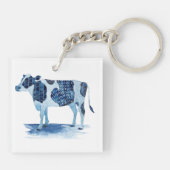 Kobalt Blue Farm Animals - Koe Sleutelhanger (Achterkant)