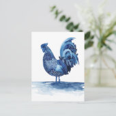 Kobalt Blue Farm Animals - Rooster Briefkaart (Staand voorkant)