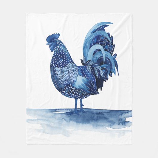 Kobalt Blue Farm Animals - Rooster Fleece Deken (Voorkant)