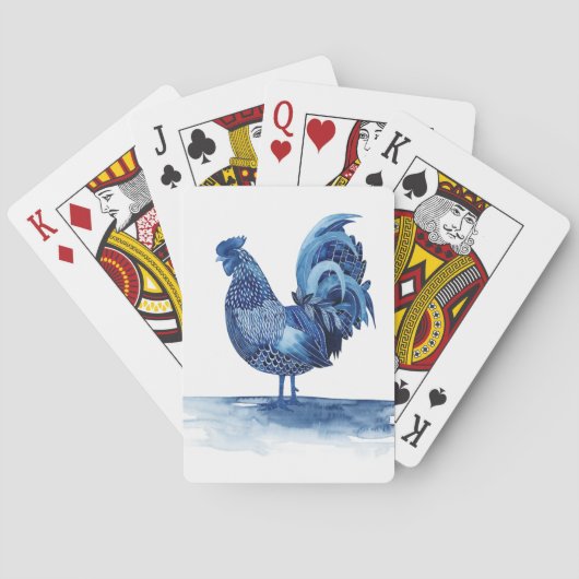Kobalt Blue Farm Animals - Rooster Pokerkaarten (Achterkant)