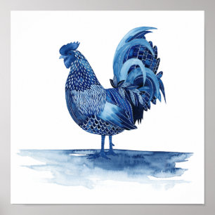 Kobalt Blue Farm Animals - Rooster Poster