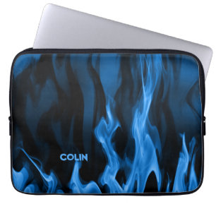 Kobalt Blue Flames   Gepersonaliseerd Laptop Sleeve