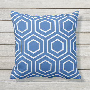 Kobalt Blue Geometric Pattern Kussens buitenshuis
