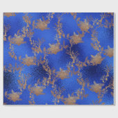 Kobalt Blue Glass Old Gold Wreatmetalen Cadeaupapier (Vlak)