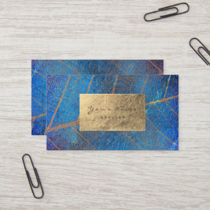 Kobalt Blue Gold Sapphire Sepia Foil Botanisch Visitekaartje