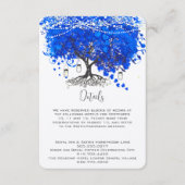 Kobalt Blue Heart Leaf Tree Wedding Informatiekaartje (Voorkant)