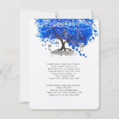Kobalt Blue Heart Leaf Tree Wedding Kaart (Achterkant)