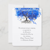 Kobalt Blue Heart Leaf Tree Wedding Kaart (Voorkant)