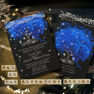 Kobalt Blue Heart Leaf Tree Wedding Kaart