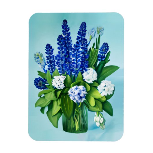 Kobalt Blue Hyacinths en Hydrangeas Magneet (Verticaal)
