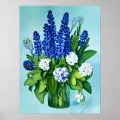 Kobalt Blue Hyacinths en Hydrangeas Poster (Voorkant)