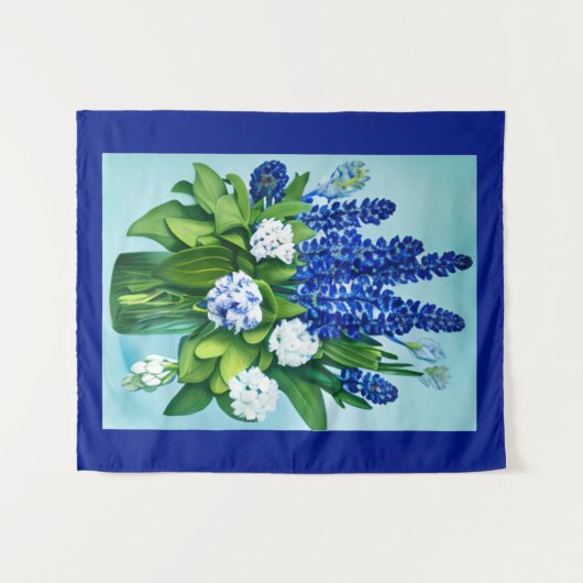 Kobalt Blue Hyacinths en Hydrangeas Wandkleed (Voorkant (horizontaal))