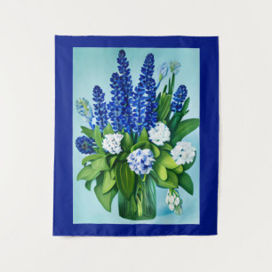 Kobalt Blue Hyacinths en Hydrangeas Wandkleed