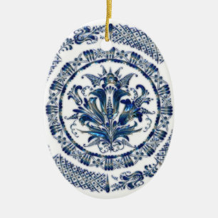 Kobalt Blue-kerstversieringen Keramisch Ornament