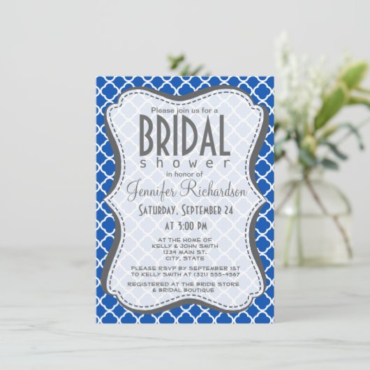 Kobalt Blue Quatrefoil Kaart (Staand voorkant)