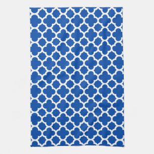 Kobalt Blue Quatrefoil Trellis Pattern Kitchen Tow Theedoek