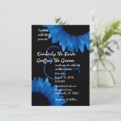 Kobalt Blue Sunflower Moderne Wedding Sjabloon Kaart (Staand voorkant)