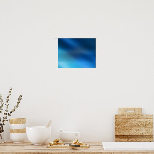 Kobalt Blue Turquoise & Grey Abstract Glow Modern Poster (Keuken)