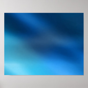 Kobalt Blue Turquoise & Grey Abstract Glow Modern Poster