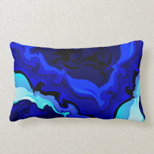 Kobalt Blue Wave Swirl Pillow-ontwerp Kussen