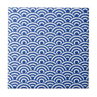 Kobalt Blue White Japanse golfpatroon Tegeltje
