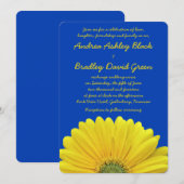 Kobalt Blue Yellow Gerber Daisy Wedding Invitation Kaart (Voorkant / Achterkant)