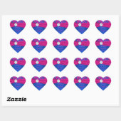 Kobalt en Fuchsia Damask Heart Shaped Sticker (Vel)