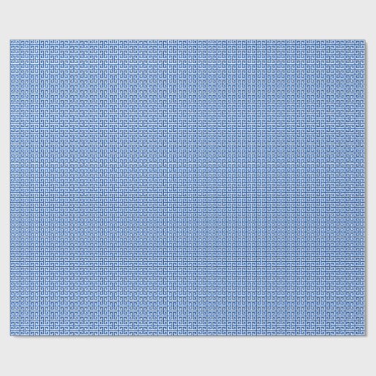 Kobalt en Wit Grieks Sleutelpatroon Cadeaupapier (Vlak)