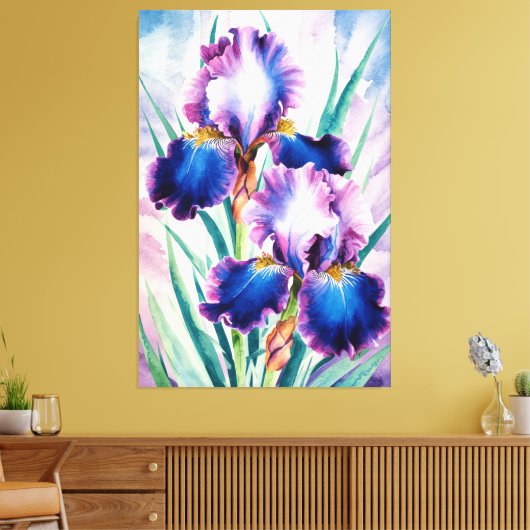 *~* Kobalt Iris Bloem Artsy Iris Schilderen AP84 Canvas Afdruk (Insitu (Woonkamer))