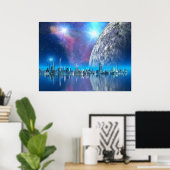 Kobalt Island Cites Scifi / Fantasy Art Print (Thuiskantoor)