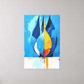 Kobalt Line Art Intrige Abstract Canvas Afdruk (Voorkant)