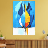 Kobalt Line Art Intrige Abstract Canvas Afdruk (Insitu (Woonkamer))