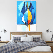 Kobalt Line Art Intrige Abstract Canvas Afdruk (Insitu (Slaapkamer))