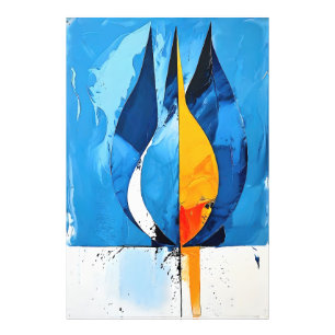 Kobalt Line Art Intrige Abstract Foto Afdruk