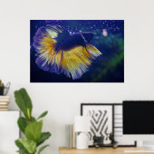 Kobalt Male Betta Premium Poster (Thuiskantoor)