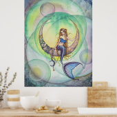 Kobalt Moon Mermaid Mystical Fantasy Art Poster (Keuken)