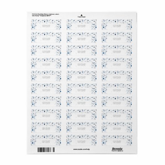 Kobalt Stone Blue Terrazzo Pattern Etiket (Full Sheet)
